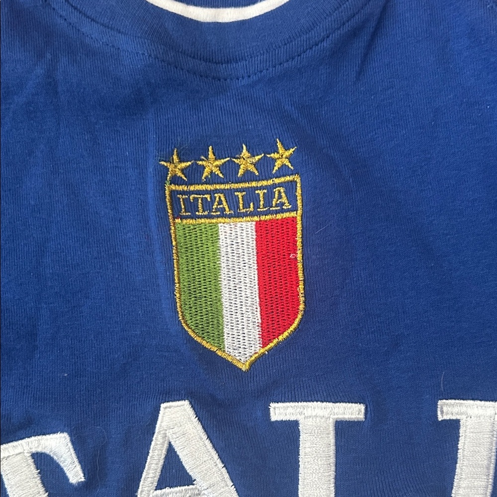 FM ITALY Blue Italia T-Shirt with White Accents - Picture 3 of 7